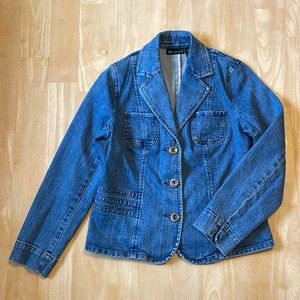 Vintage Relativity Blazer Style Denim Jacket - Medium Wash Blue